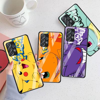 Стеклянный чехол для Samsung Galaxy A12 A52 A51 A32 A21s A71 A22 A73 A53 A13 A50 A70 A30 A11 A31 A41, чехол для телефона Pika Pokemoon Cute