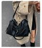 Large Capacity Motorcycle Tote Bag Women Faux Leather Shoulder Crossbody Handbag Casual Commuter Underarm Soft PU Travel Purse