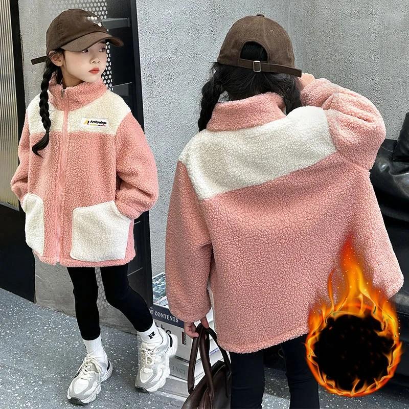 Children Autumn Winter Clothes Plus Velvet Warm Outdoor Teenager Outerwear