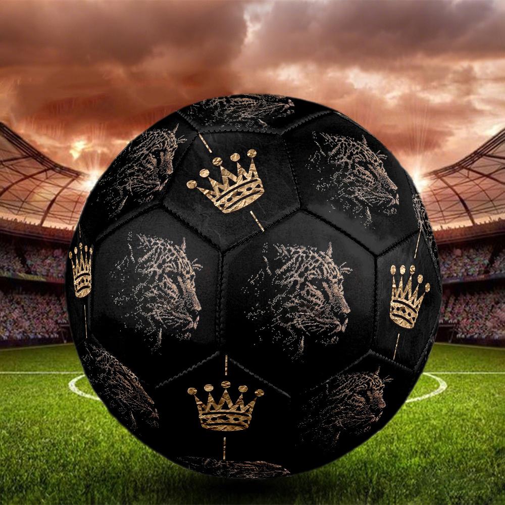 1pc Leopard Head Silhouette Gold Crown Majesty Outdoor Sports Football, Size 5, Comfortable And Durable Feel,Gift yy39