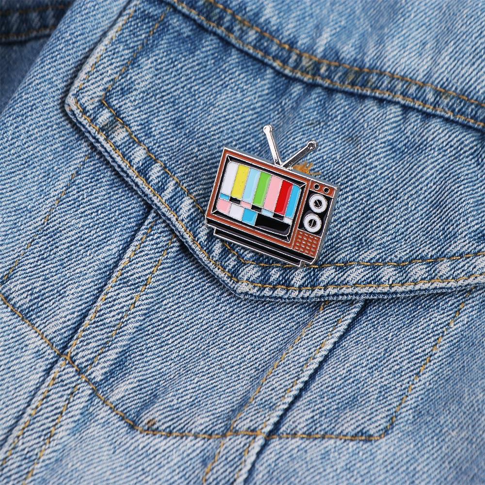 No Signal Antenna TV Pins Snowflake Screen Television Brooches Brooch Lapel Vintage TV Pin Badge