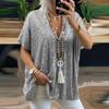 Women Short Sleeve V-neck Sequins Blouse Top Casual Baggy T-shirt