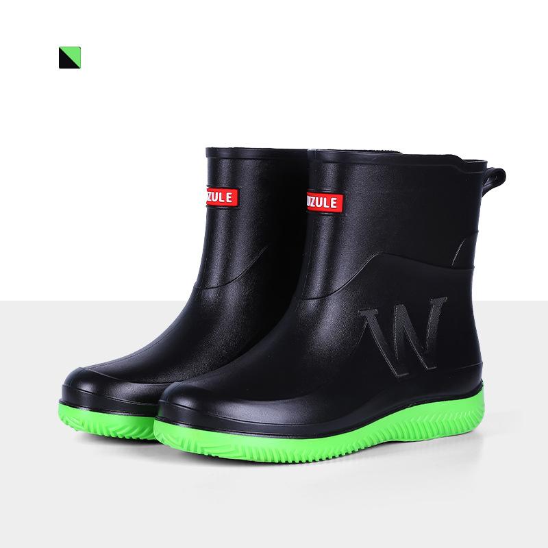 Mid-tube Fashionable Rain Boots Large Size For Men Women Kitchen Work Fishing Rain Boots Car Wash Water Shoes Rubber Overshoes