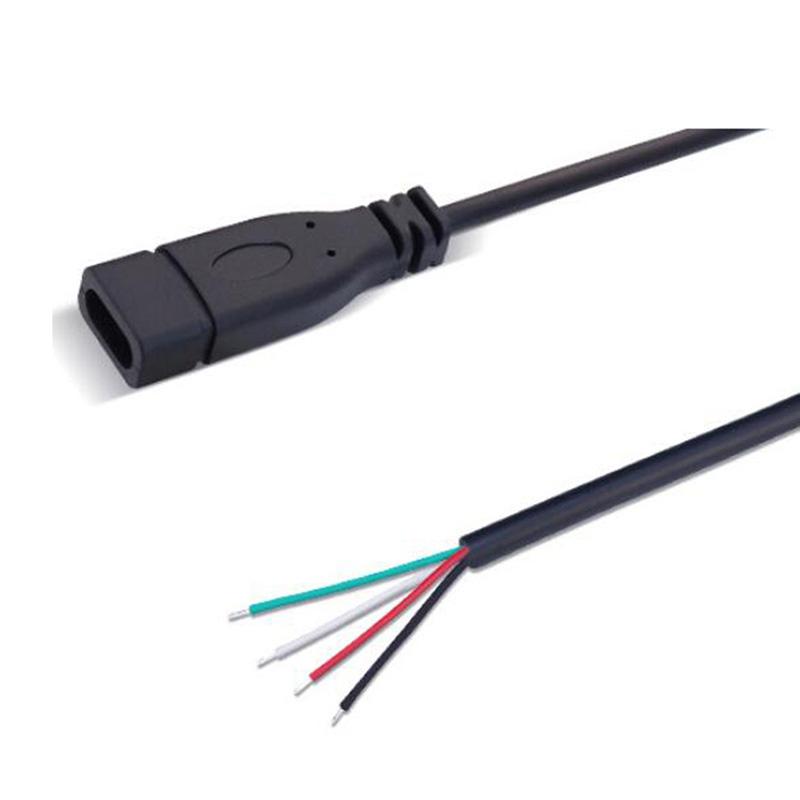 5 шт. 2-контактный 4-контактный провод USB 2,0 Тип C «папа-мама» Удлинитель сварочного типа USB-C DIY Ремонтный кабель Разъем для зарядного устройства