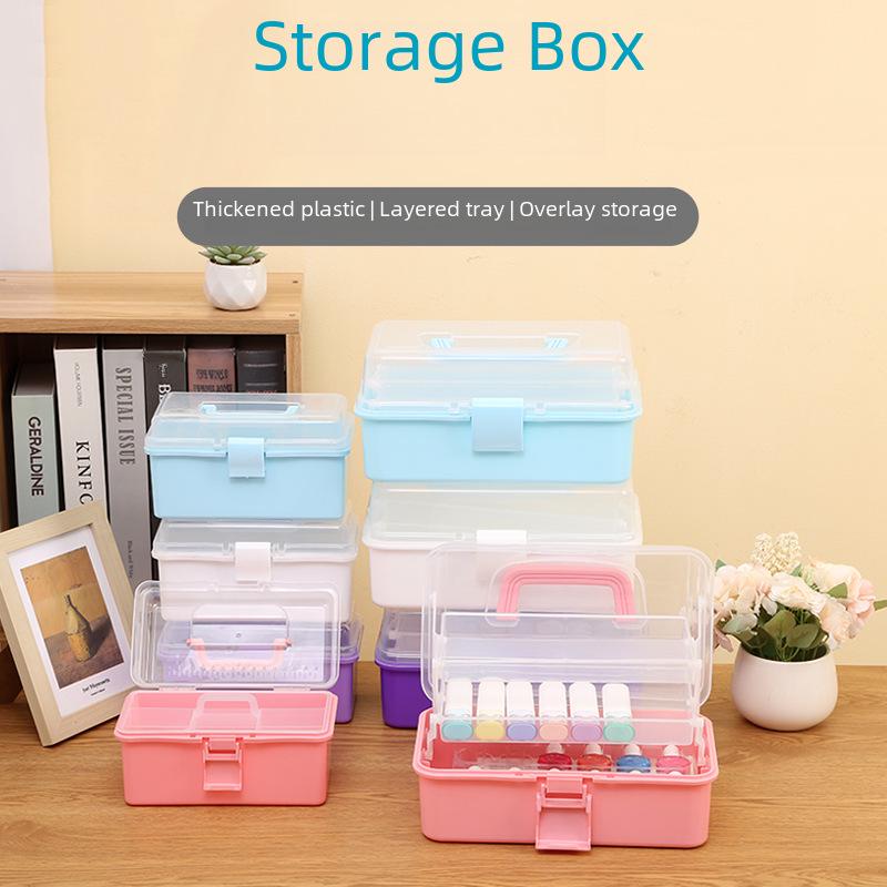 Multifunctional Thick Plastic Desktop Storage Box for Nails and Art Supplies
