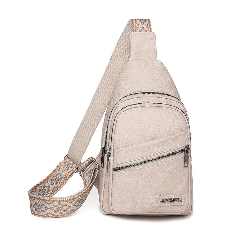 Женская кожаная нагрудная сумка, однотонная сумка через плечо, поясная сумка с цветными бретелями