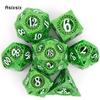 7 Pcs Green White Gear Wheel Metal Dice Hollow Metal Polyhedral Dice Set Suitable for Role-Playing RPG  Board Game Card Game