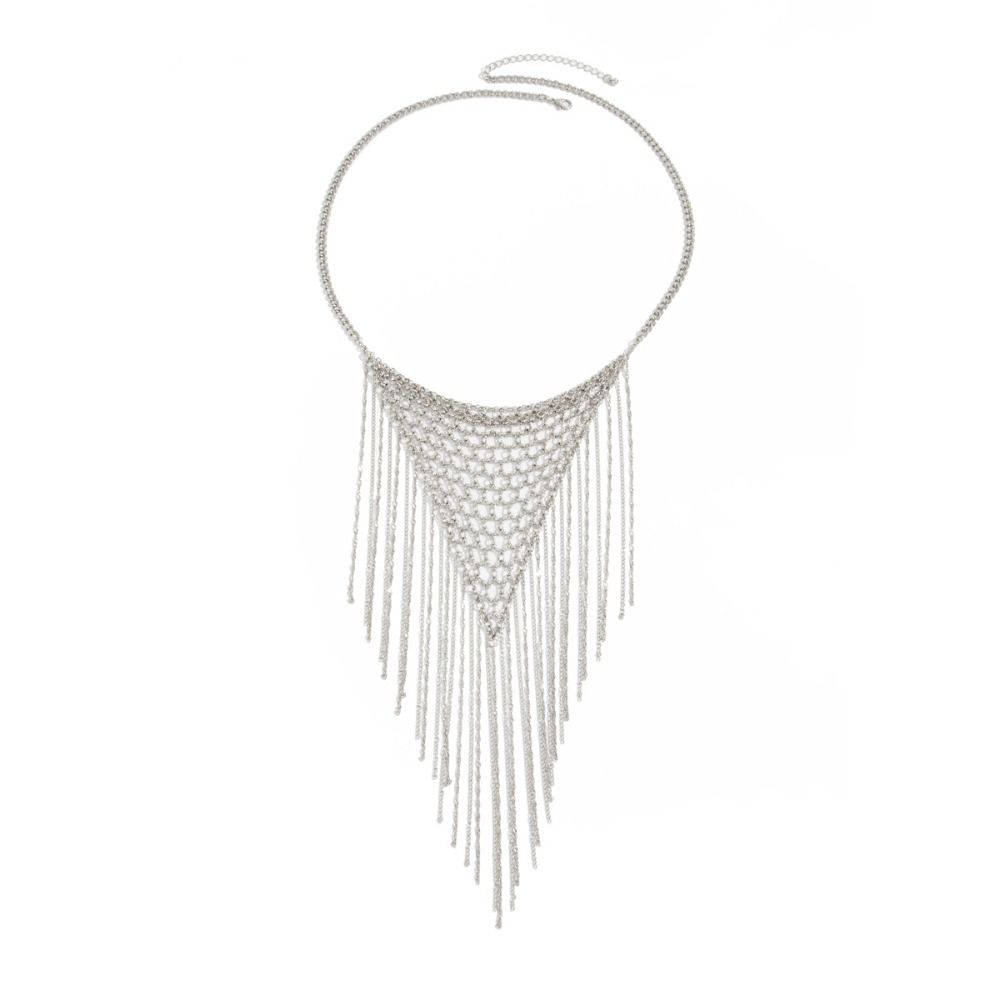 Charm Tassel Necklace Triangle Bohemian Collarbone Chain Fashion Multi Layer Necklace Women