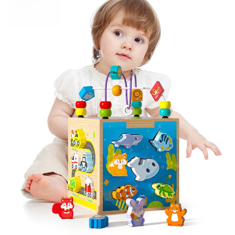 Multifunctional Puzzle & Shape Matching Bead Box - Baby Early Education Toy