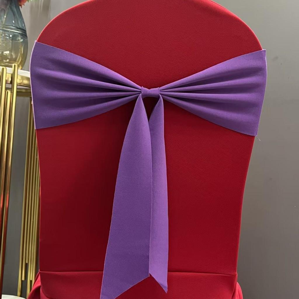 Эластичный чехол на спинку стула с декоративной цветочной завязкой для банкетов