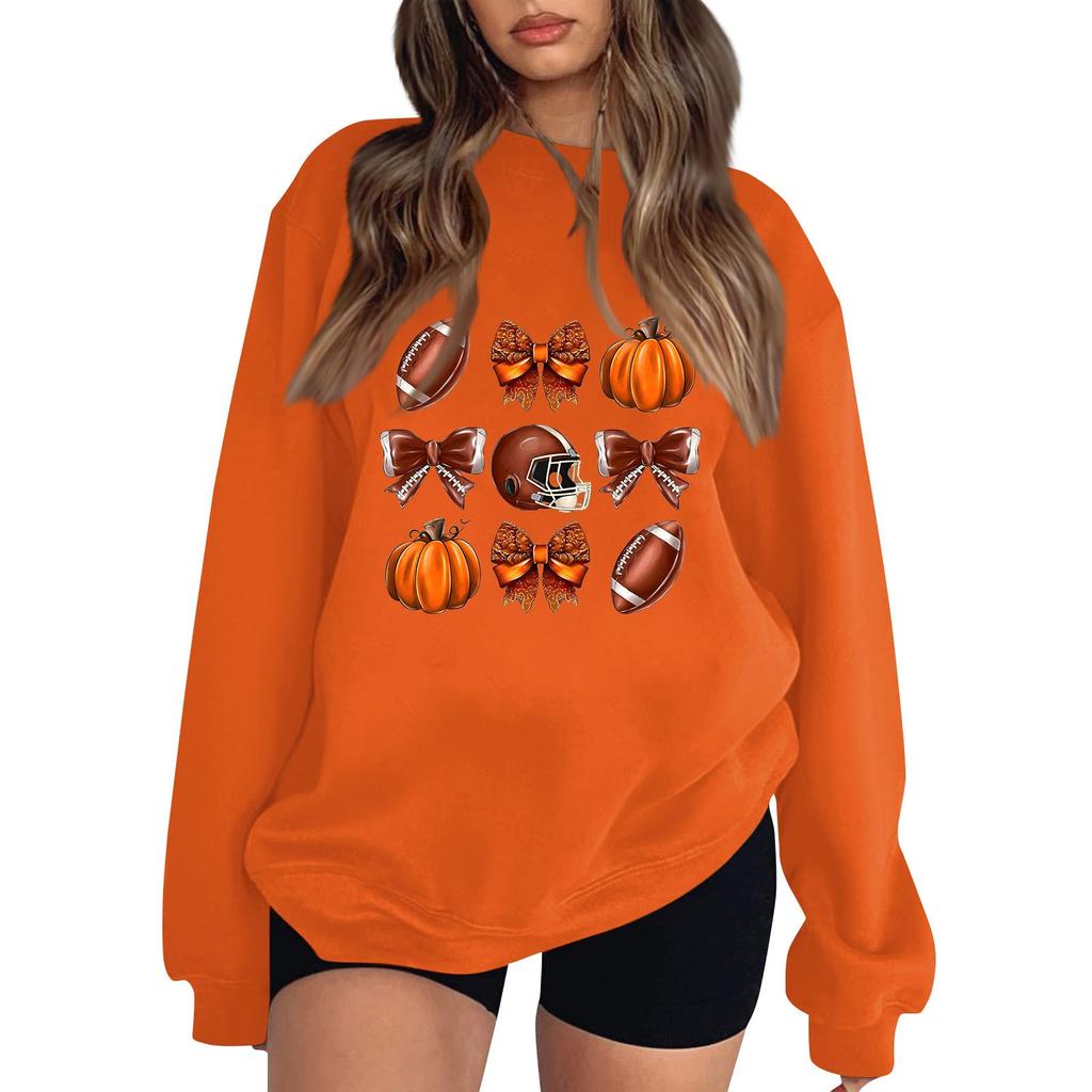 Women's Round Neck Long Sleeve Pullover Halloween Printed Top Sweatshirt