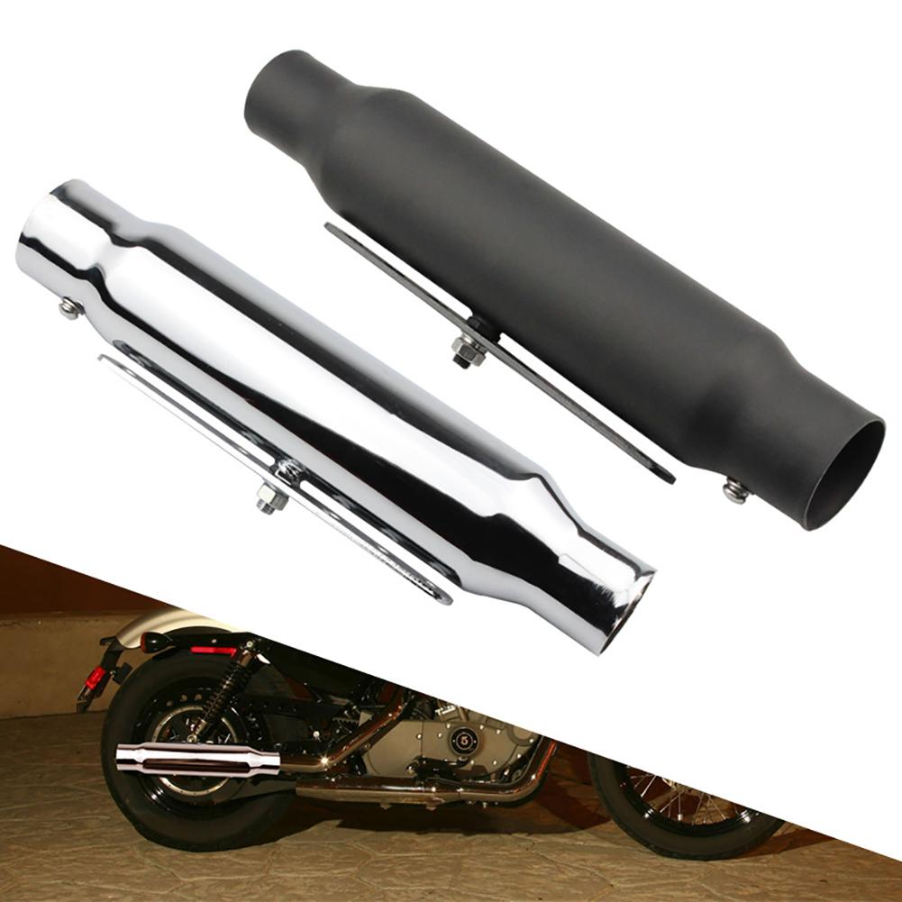 Motorcycle Slip-On Exhaust Pipe Muffler Silencer Straight-Through Iron Retro Exhaust Muffer Pipe With Center Back Pressure Exhaust System Motorbike