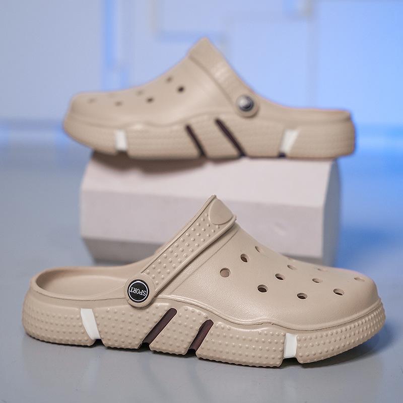 Туфли с дырками женские летние нескользящие на толстой подошве очень большого размера шлепанцы женские ощущение ходьбы по говну модный тренд пляжные сандалии