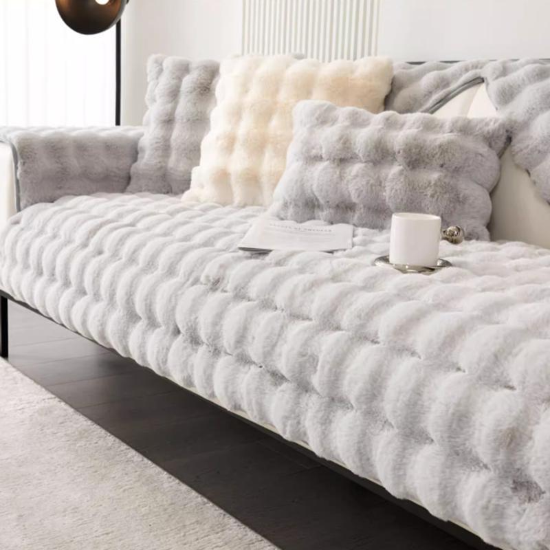 Универсальный плюшевый чехол для дивана квадратной формы, утолщенный чехол для дивана с кроликом, зимнее полотенце для гостиной, L, нескользящий коврик для дивана, одеяло для дивана, подушка для дивана