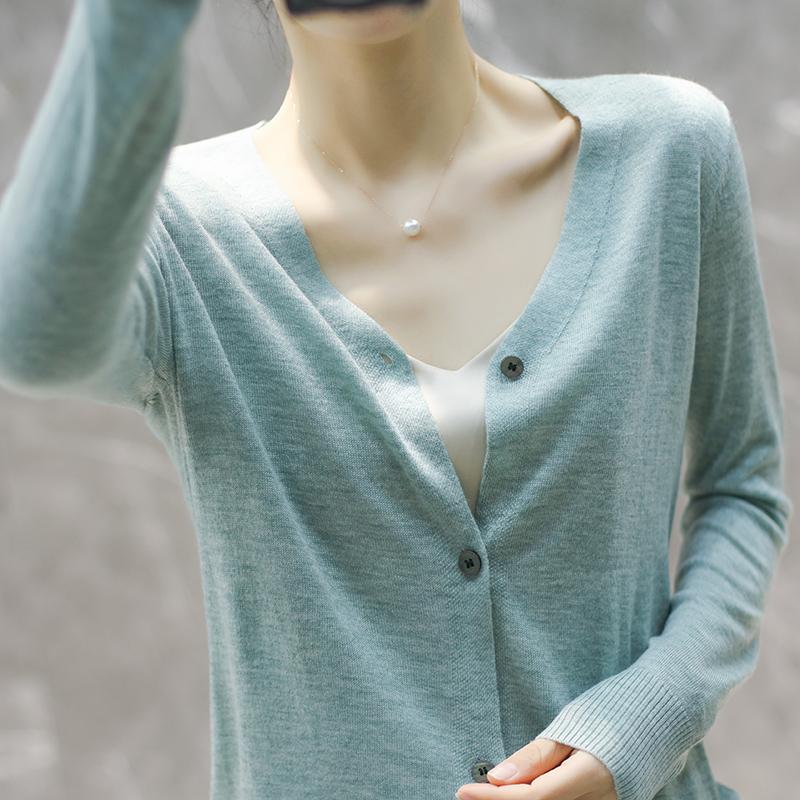 Женский шерстяной свитер Qinghe кашемир 50% шелк 50% шерсть осенне-зимний шерстяной кардиган мягкий и теплый
