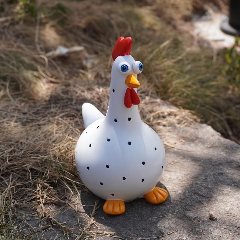 Милая Полированная Смоляная Фигурка Петуха с Большими Глазами, Статуэтка Курицы, Декор для Сада (В помещении и на улице), Креативное Украшение, Подарки на Фестиваль