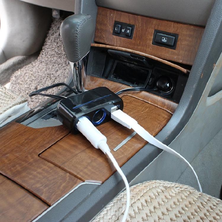 Автомобильный разветвитель прикуривателя с 2 розетками, USB-зарядкой, адаптер 12 В/24 В с USB-портом