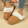 Fashion Casual Thicken Bottom Suede Snow Boots Women 2025 Winter Short Plush Non Slip Winter Outdoor Slippers Warm Faux Fur Shoes
