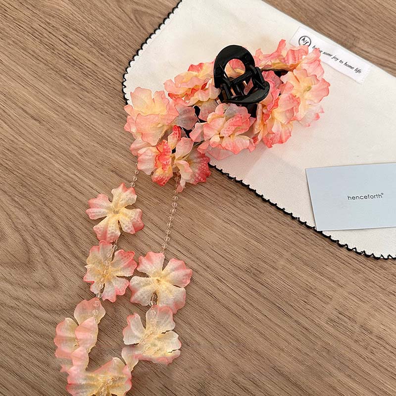 Bohemia Colorful Hydrangea Flower Hair Claw For Women Girls Sweet Cute Petal Tassel Shark Hair Clip Hairpin Hair Accessories