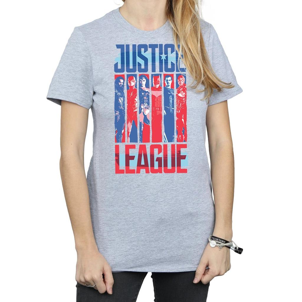 DC Comics Womens/Ladies Justice League Movie Team Flag Cotton Boyfriend T-Shirt