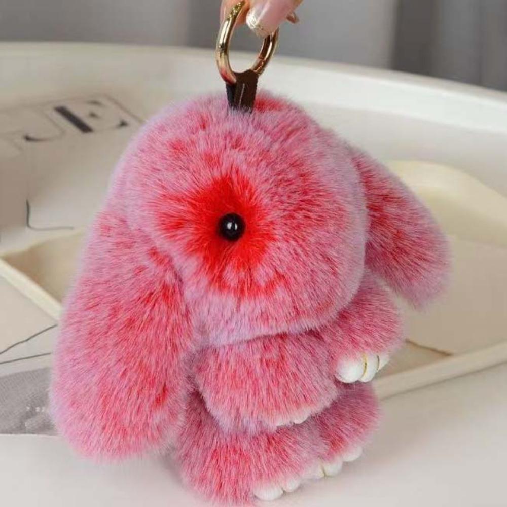 Fluffy Play Dead Rabbit Doll Fashion Plush Rabbit Pendant Rabbit Fur Keychain Women