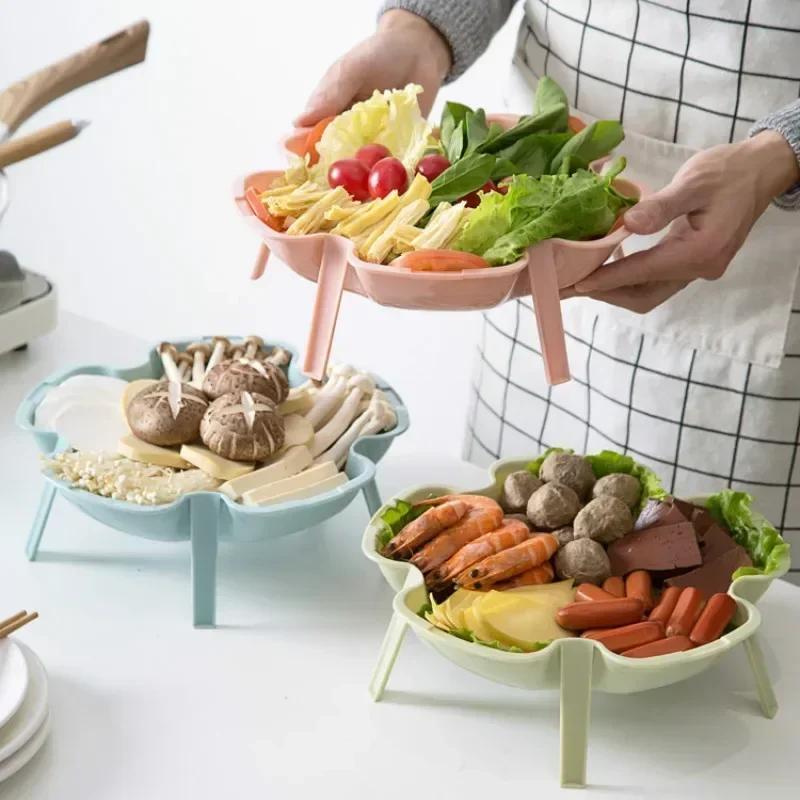 Multiple Color Friut Vegetable Storage Rack Convenience Superimposed Flower Plate Side Dish Tableware Kitchen Accessories Tool