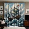2 Pieces of High Definition Sea Sailboat Decorative Curtain Blue Tie Digital Printed Curtain Home Decoration Style Decoration Li