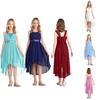 Girls Elegant Sequin Party Dress Ruched Design Sleeveless High Low Hem Chiffon Material Birthday Dress