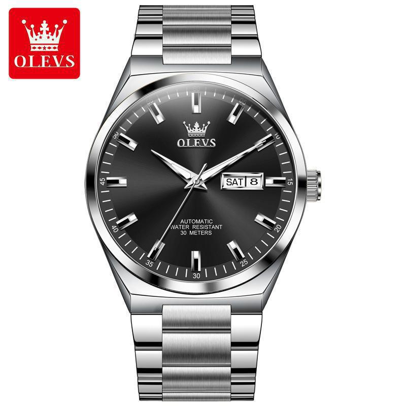 Часы Oliss Genuine для мужчин с поддержкой знаменитостей - Стальной браслет, Двойной календарь, Механические