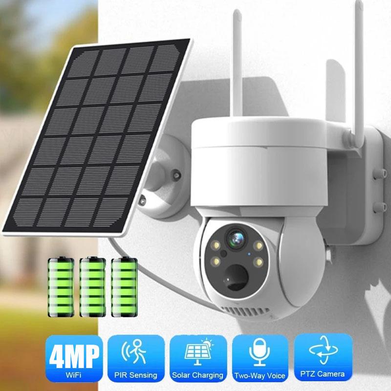 ICSEE WIFI Surveillance Solar PTZ Camera Colorful Night Vision Two Way Audio PIR Detect Outdoor IP66 Waterproof Solar Power Security IP Camera