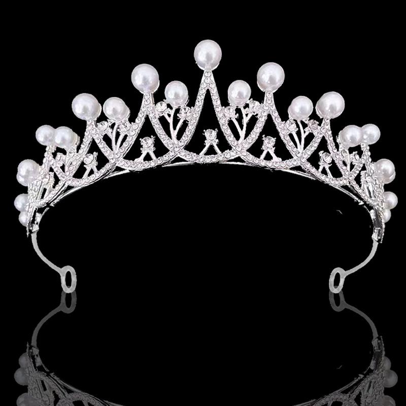 Wedding Pearl Crown Tiara Bride Luxurious Rhinestone Wedding Dinner Hair Crown Large Crown Hair Crown