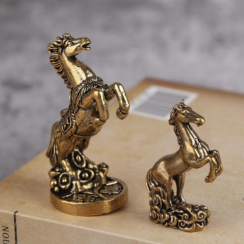 Bronze Horse Desktop Decoration Living Room Tea Table Sculpture Metal Craft Home Decorations Chinese Zodiac Horse Statue