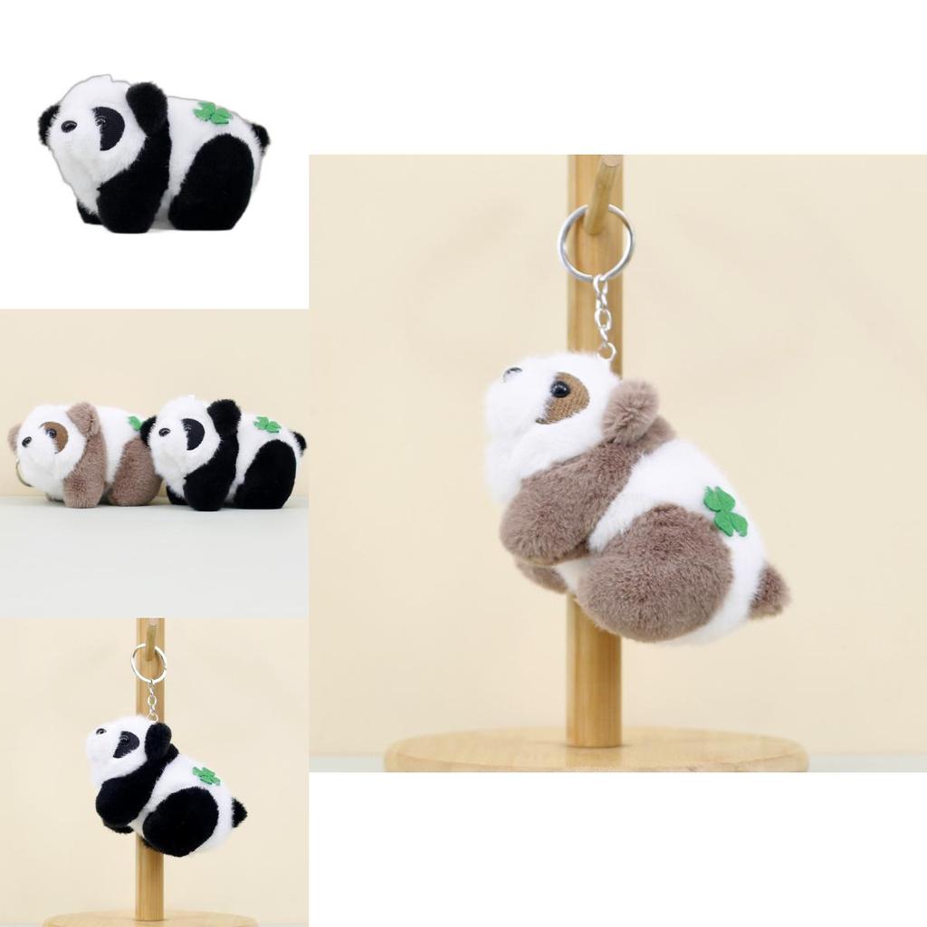 Adorable Realistic Panda Plush Keychain Stuffed Animal Souvenir With Short Plush