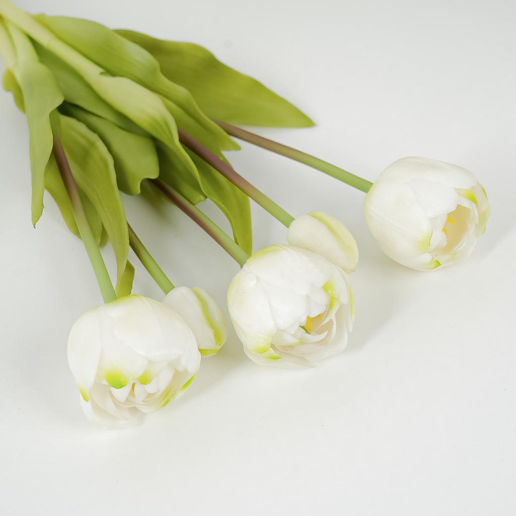Мягкая резина 5-головый двойной тюльпан, Домашний светлый люкс, Высококлассный декоративный цветок-симуляция тюльпана