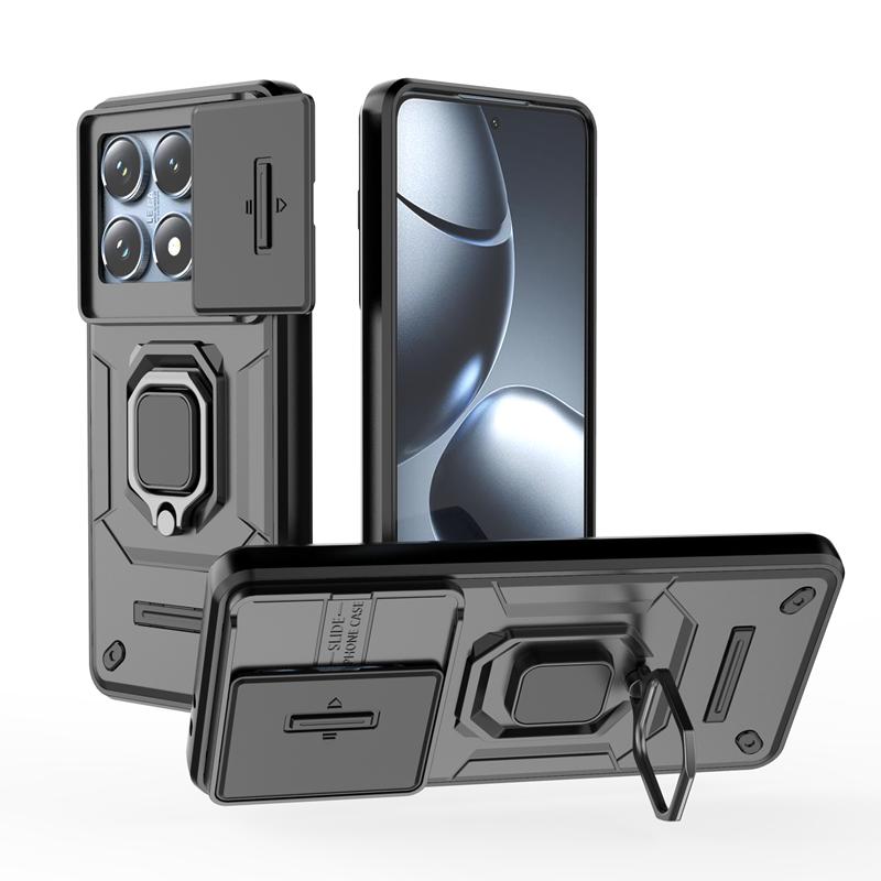 Armor Magnetic Ring Stand Funda для Xiaomi 14T Pro Mi 14T 5G Case Slide Camera Protection Cover для Mi14T 14TPro Capa
