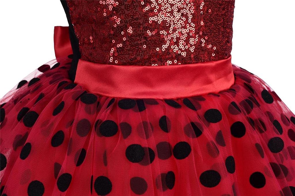 Костюм божьей коровки в горошек, платье-пачка, костюм на Хэллоуин, Рождество, в горошек, для детей 8-9 лет [Dressy Daisy]