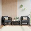VidaXL Garden Chairs and Cushions Set of 2 Black Solid Pine Wood 825678