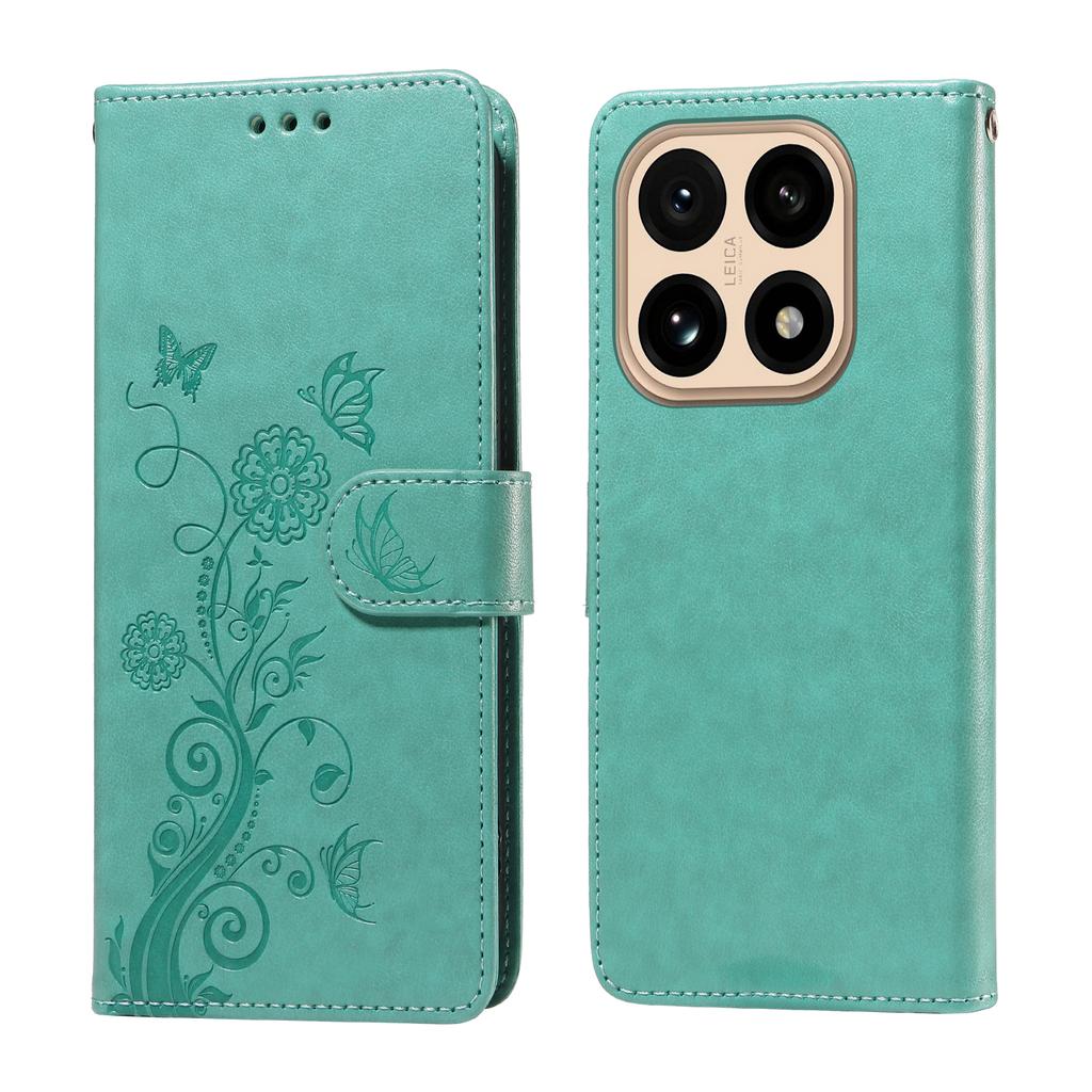 For Xiaomi 15T Leather Case Butterfly Floral Imprint Wallet Stand Cover