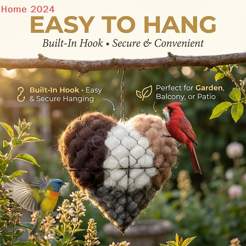 Handmade Fiber Bird Nesting Heart, Refillable Birds Haven 1 Heart Shape Hummingbird Nesting And 80g Of Nest Materials