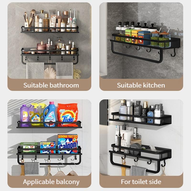 Bathroom Rack Bathroom Shelf Toilet Space Aluminum No Drill Hanging Rack Bathroom Organizer Hang On the Wall