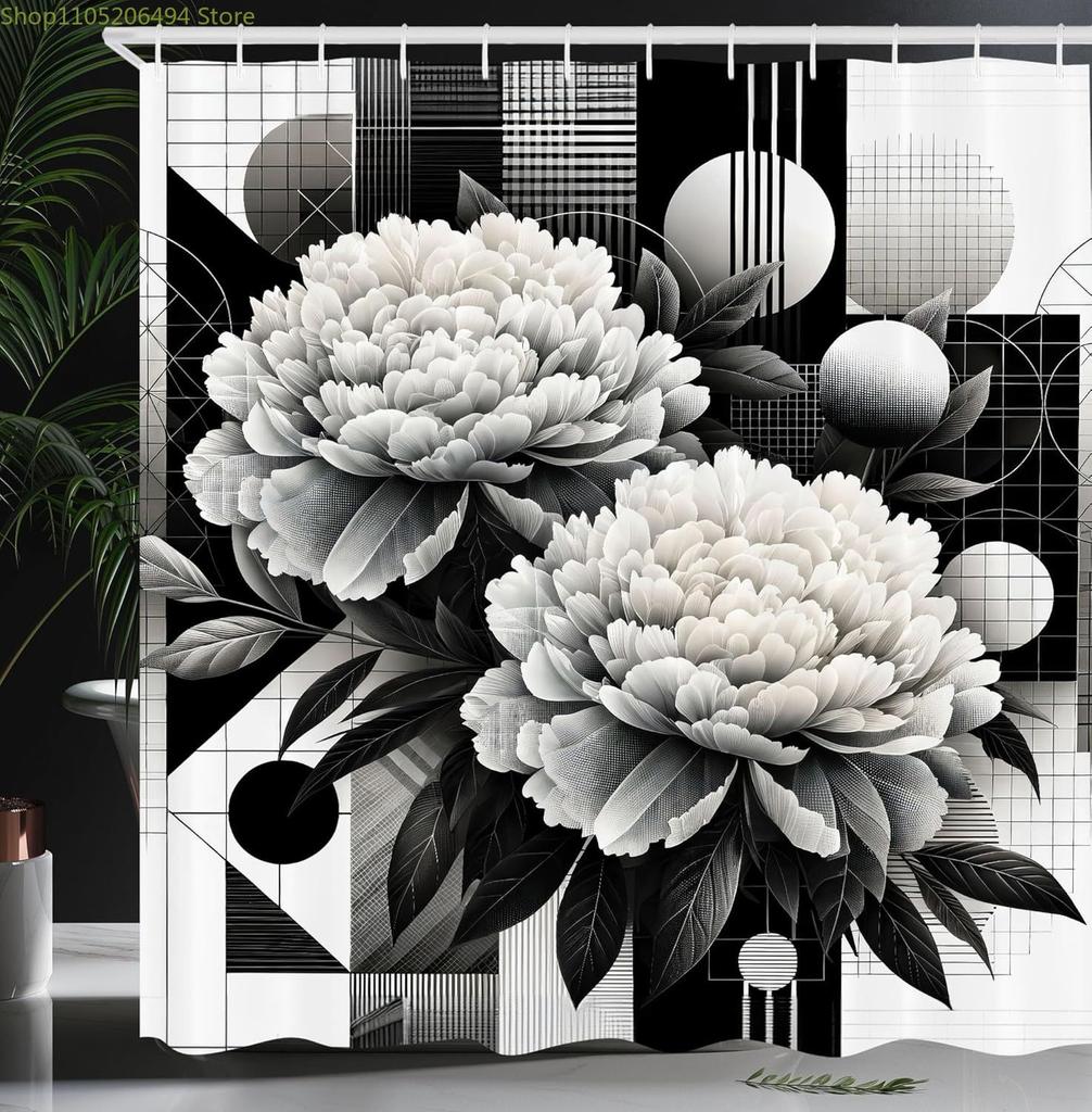 Черно-белая шторка для душа туманные высокие деревья лесной массив природный ландшафт ткань украшение для ванной шторка для душа с крючком