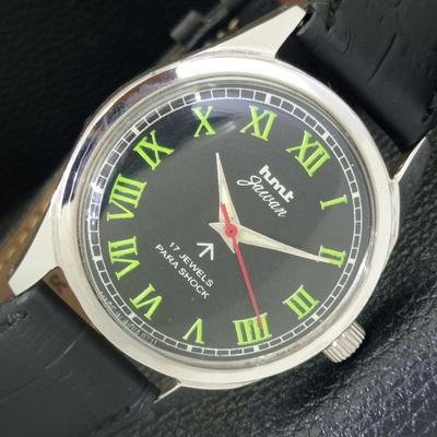 ВИНТАЖНЫЕ МУЖСКИЕ ЧАСЫ С РУЧНЫМ ЗАВОДОМ HMT JAWAN, ИНДИЙСКИЕ, С ЧЕРНЫМ ЦИФЕРБЛАТОМ a700299-5