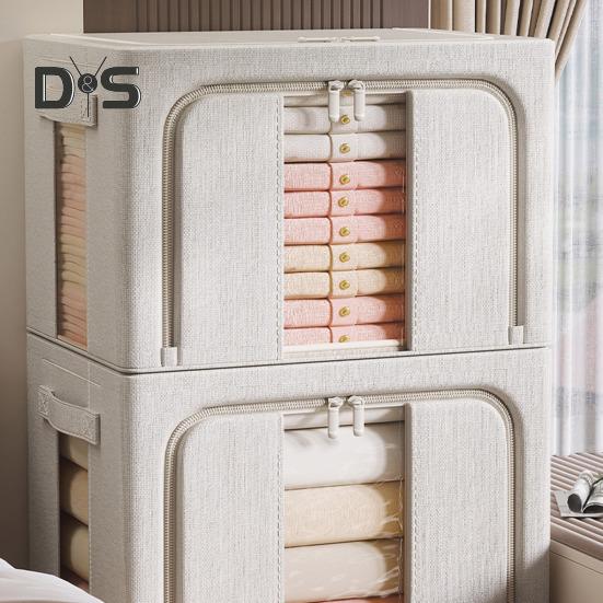 Контейнеры для хранения одежды с металлическим каркасом, штабелируемые ящики для хранения, застежка-молния, организация шкафа, складные контейнеры для хранения одежды с крышками