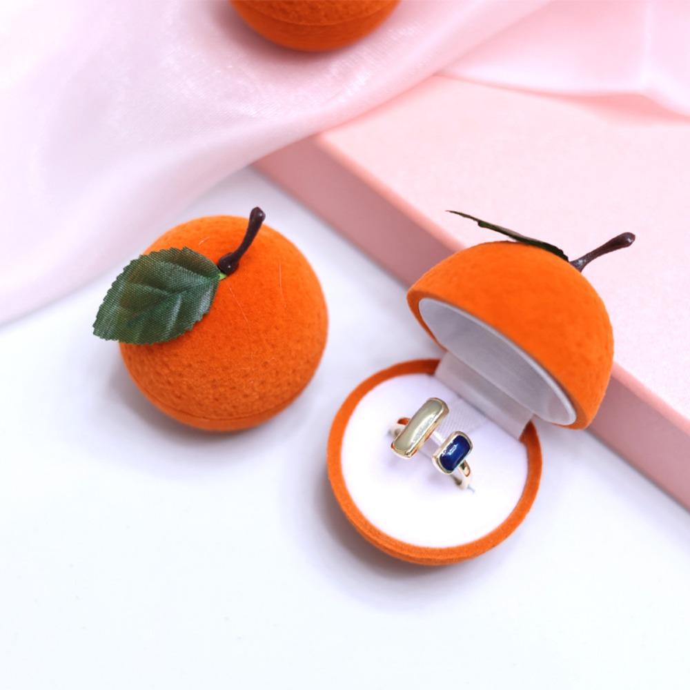 Dustyproof Flocking Jewelry Box Space Saving Orange Jewelry Box Orange Ring Box Ring Storage
