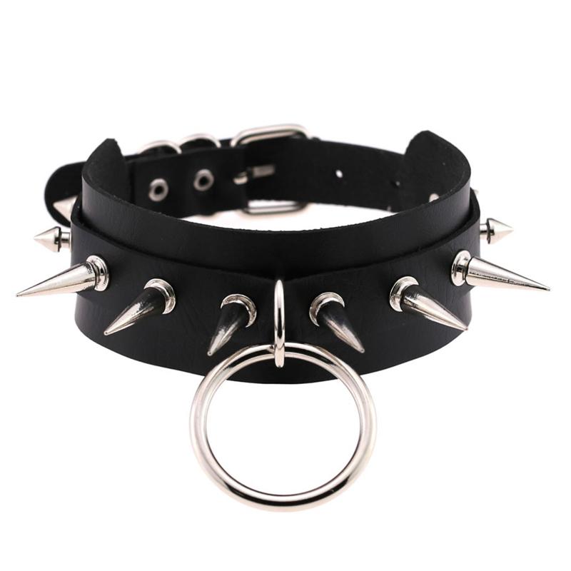 Black Spike Choker Goth Punk Harajuku Collar Belt Necklace Pu Leather Chocker Cosplay Club Party Festival Jewelry