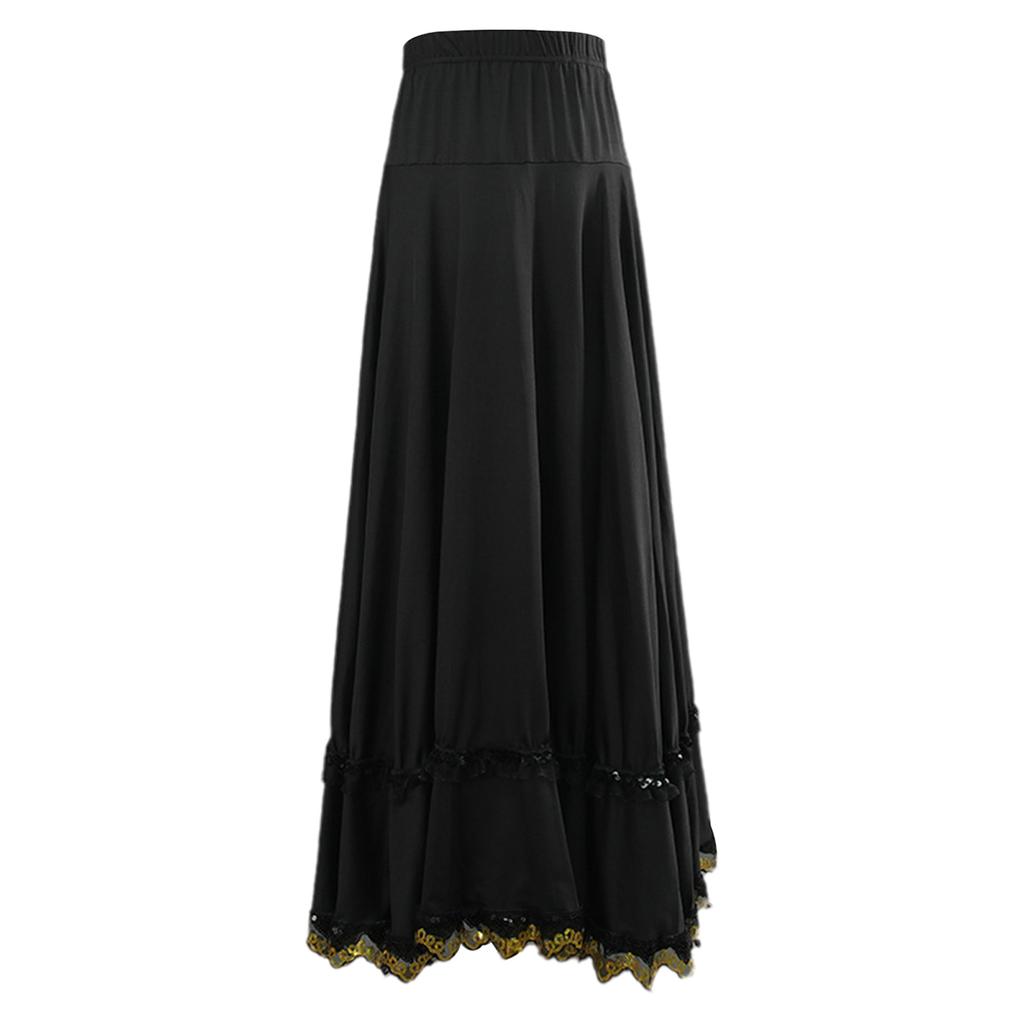 Элегантная юбка для выступлений для женщин: Легкий дизайн по всей окружности с эластичной талией и кружевной отделкой, идеально подходит для сцены и соревнований