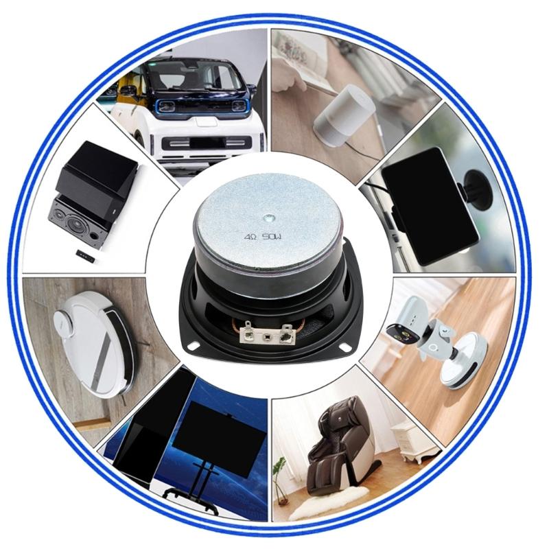 4-дюймовый 40 Вт НЧ-динамик Сабвуфер Динамик Блок Пуленепробиваемый Тканевый Диффузор Для Усиления Басового Отклика Металлическая Конструкция Рамы