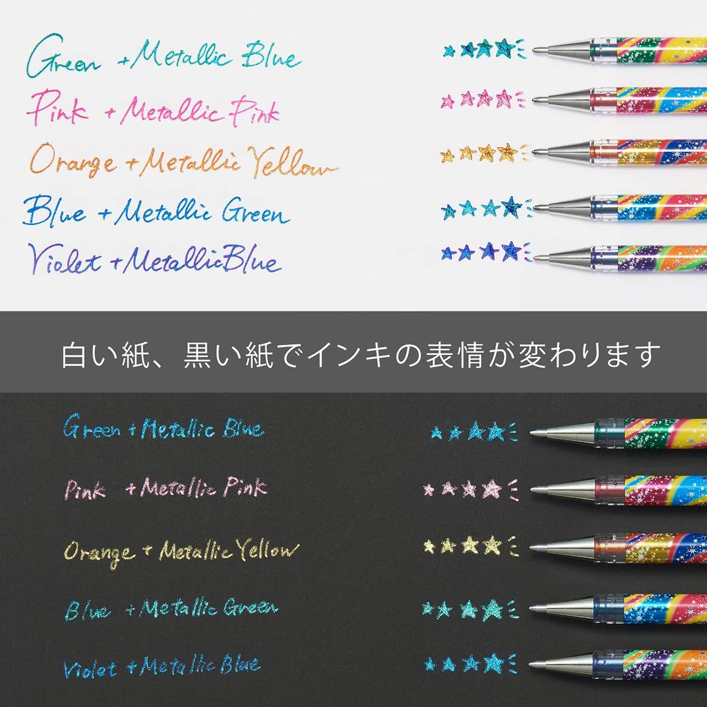 Pentel Hybrid Dual Metallic Powerful Miracle Color Ballpoint 10 Pen, Colors, K110WR-10ST