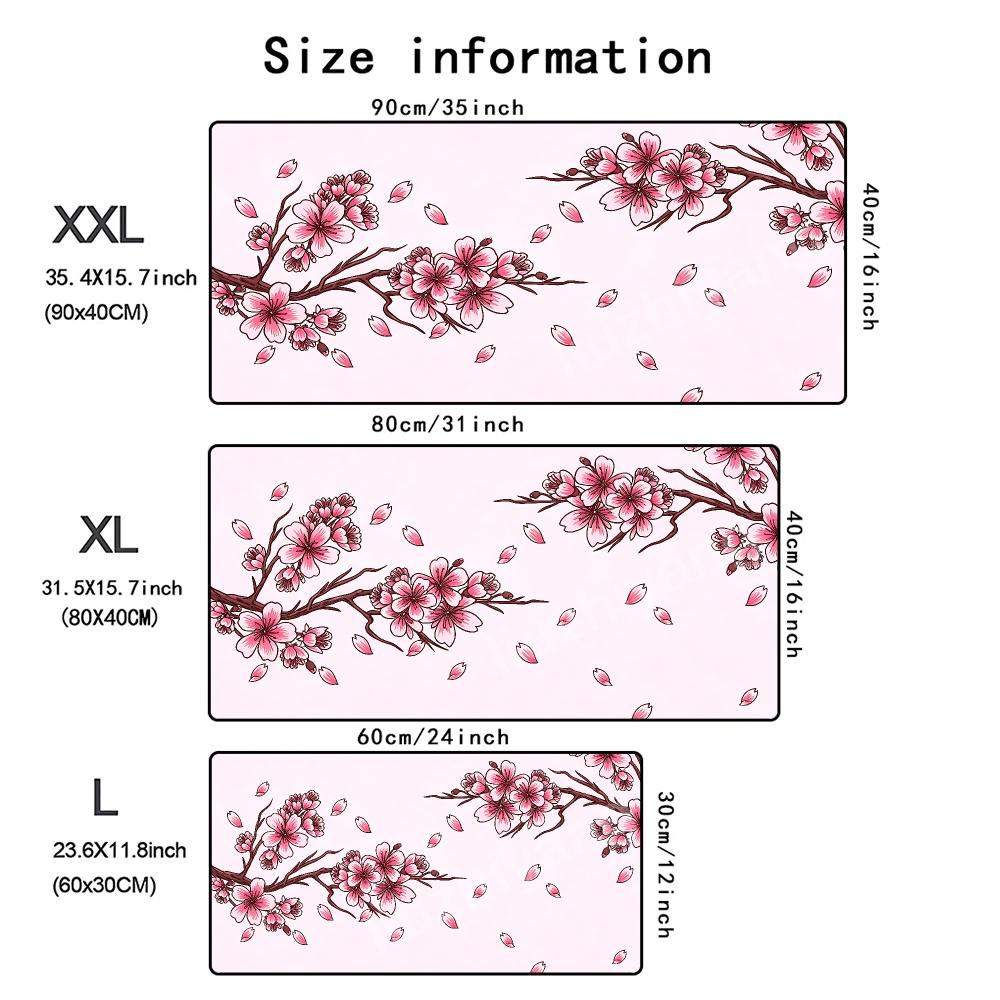 Cherry Blossom Sakura Mouse Pad Large Computer Office Game Table Mat Rubber Anti-slip Stitched Keyboard Mats 90x40 XXL Desk Pads
