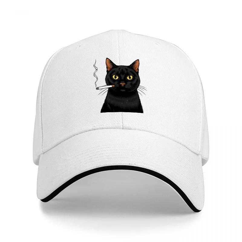 Black Cat Embroidered Baseball Cap Classic Style Adjustable Hat for Men and Women Fashionable Design with Cute Animal Print